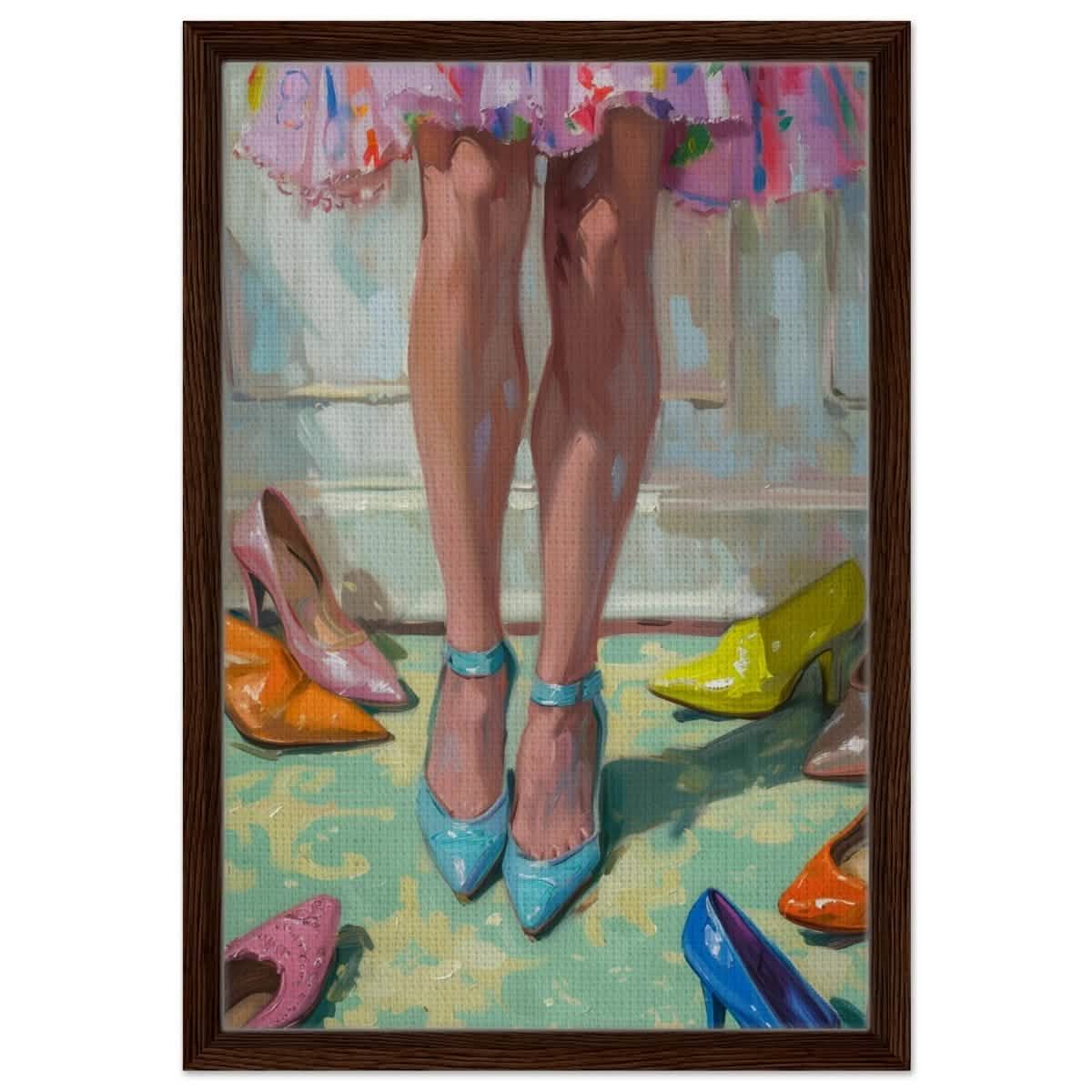 Step into Elegance | Contemporary Impressionism Wall art print - 40x60 cm / 16x24″ - Framed Canvas - Dark wood frame