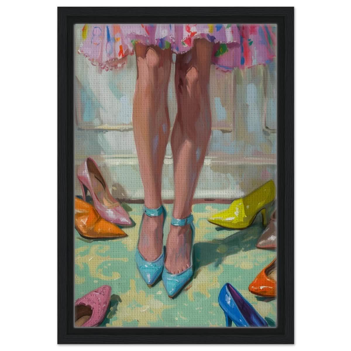 Step into Elegance | Contemporary Impressionism Wall art print - 30x45 cm / 12x18″ - Framed Canvas - Black frame