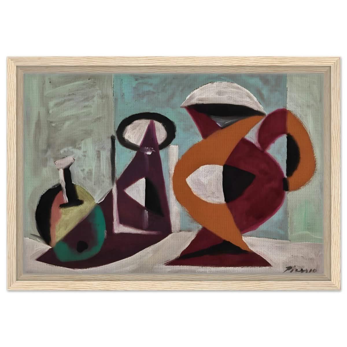 Still life by Pablo Picasso 1937 | Cubism wall art print - Framed Canvas - 30x45 cm / 12x18″ - Wood frame