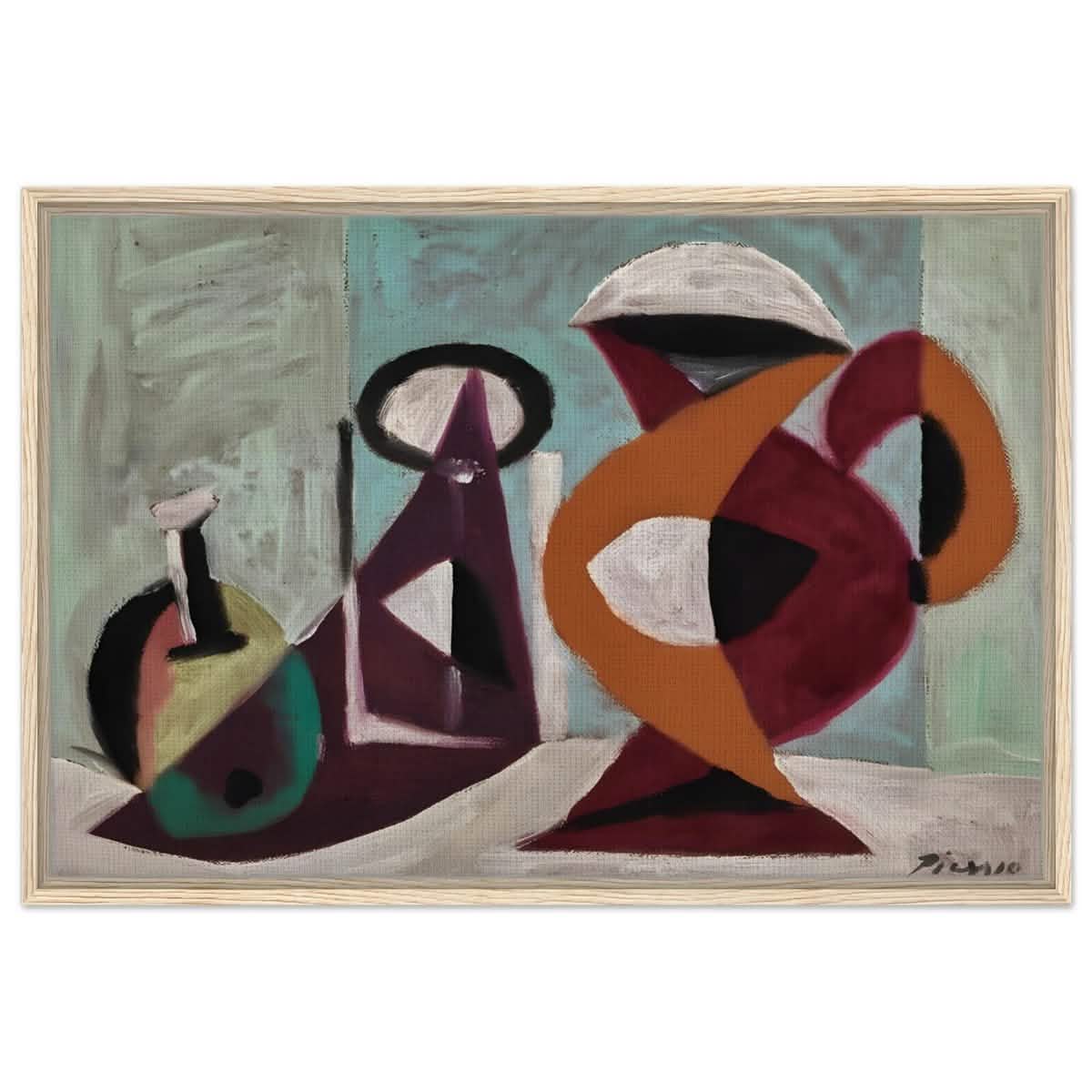 Still life by Pablo Picasso 1937 | Cubism wall art print - Framed Canvas - 60x90 cm / 24x36″ - Wood frame