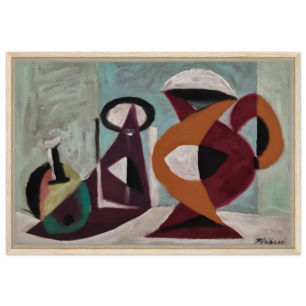 Still life by Pablo Picasso 1937 | Cubism wall art print - Framed Canvas - 50x75 cm / 20x30″ - Wood frame