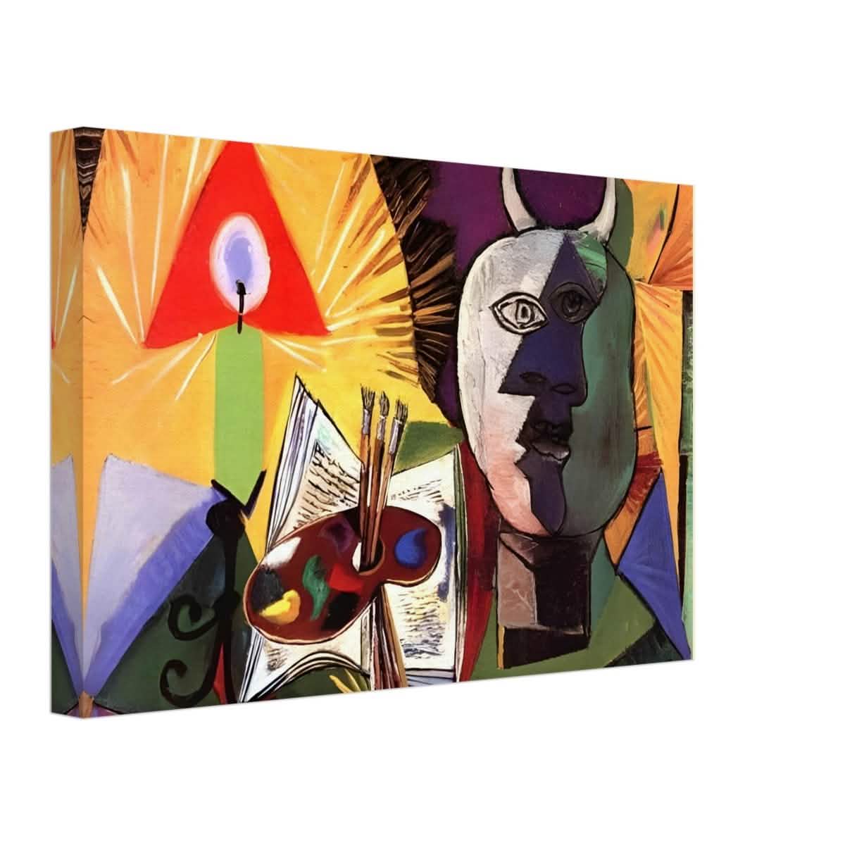Still life with candle, palette and head of Minotaur by Pablo Picasso 1931 - Canvas - 30x45 cm / 12x18″ - Thick