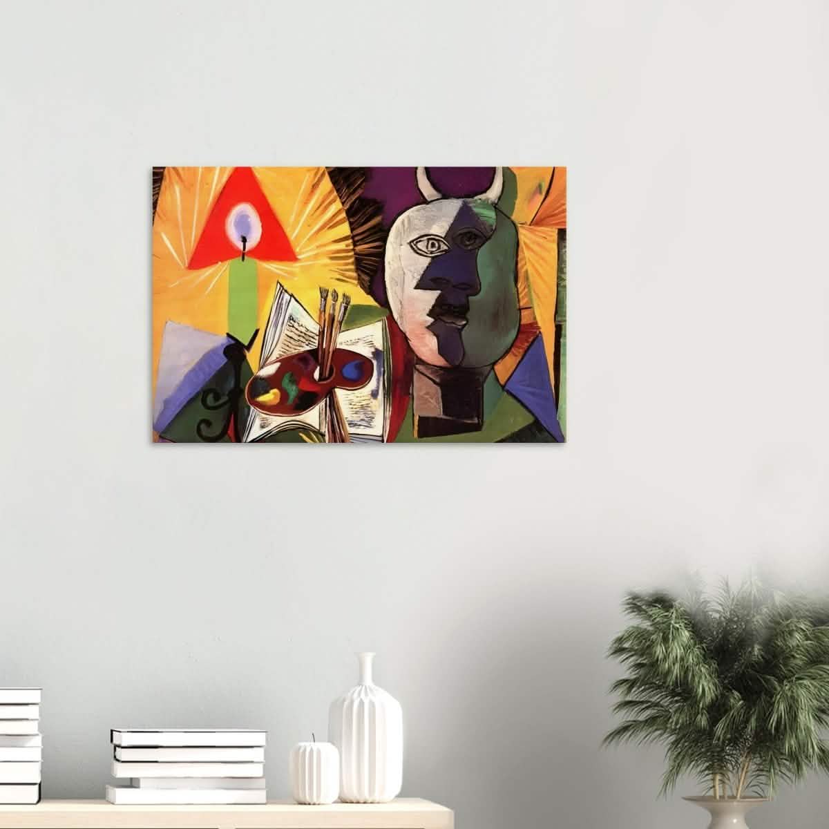 Still life with candle, palette and head of Minotaur by Pablo Picasso 1931 - Wood Prints - 50x75 cm / 20x30″ - 20 mm
