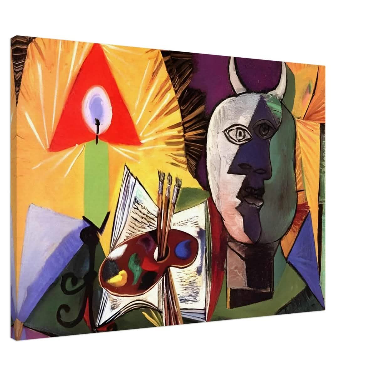 Still life with candle, palette and head of Minotaur by Pablo Picasso 1931 - Canvas - 70x100 cm / 28x40″ - Slim