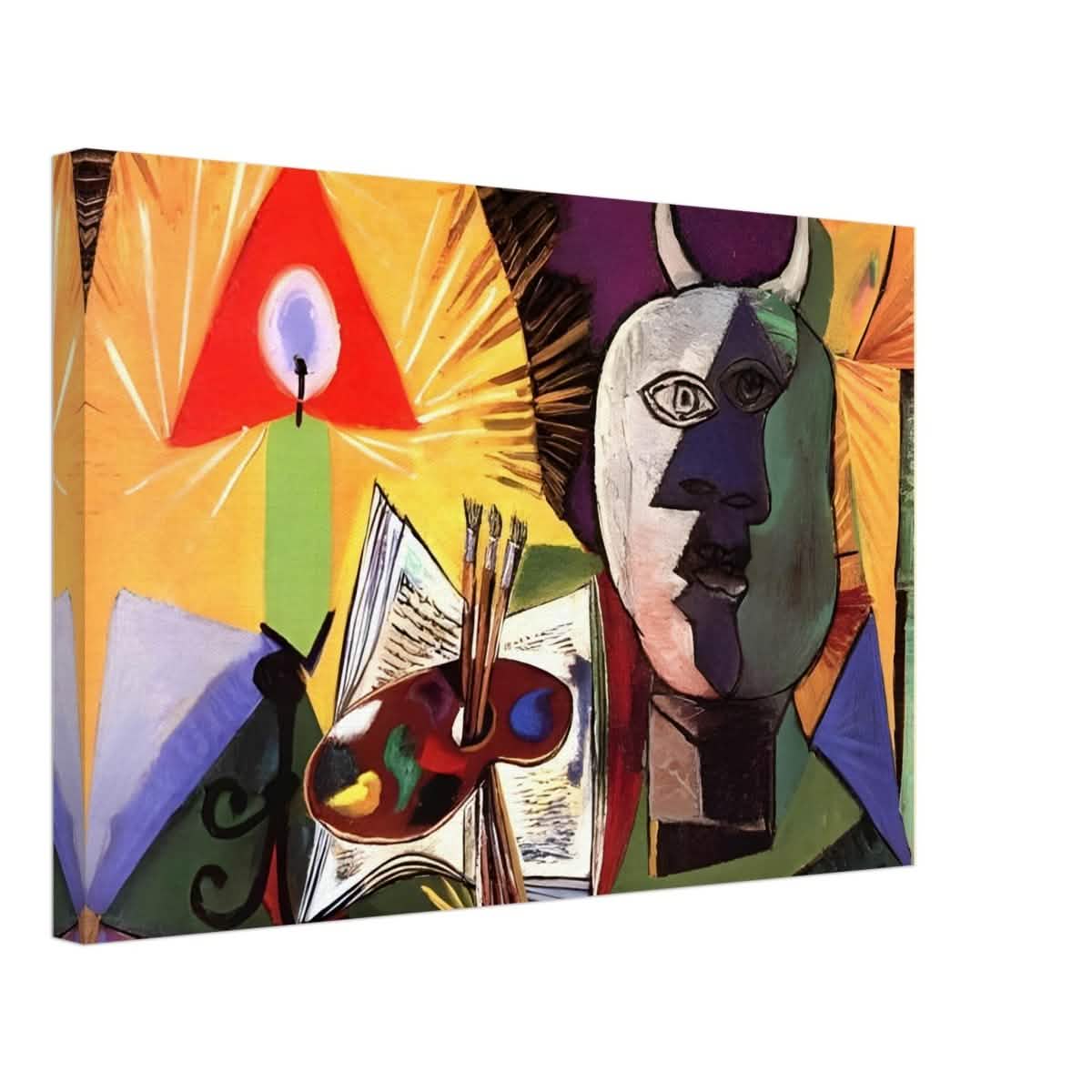 Still life with candle, palette and head of Minotaur by Pablo Picasso 1931 - Canvas - 40x60 cm / 16x24″ - Thick