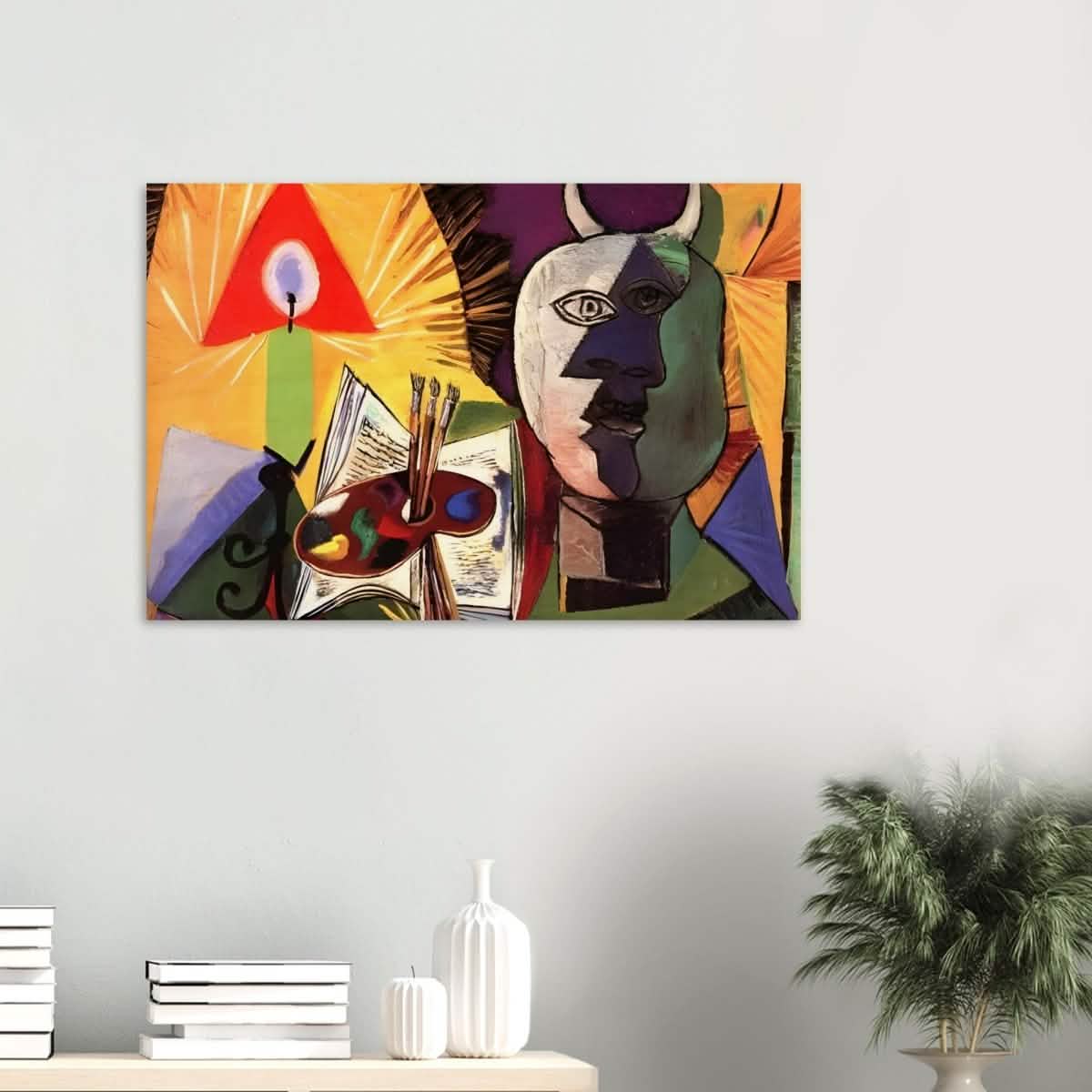 Still life with candle, palette and head of Minotaur by Pablo Picasso 1931 - Wood Prints - 60x90 cm / 24x36″ - 10 mm