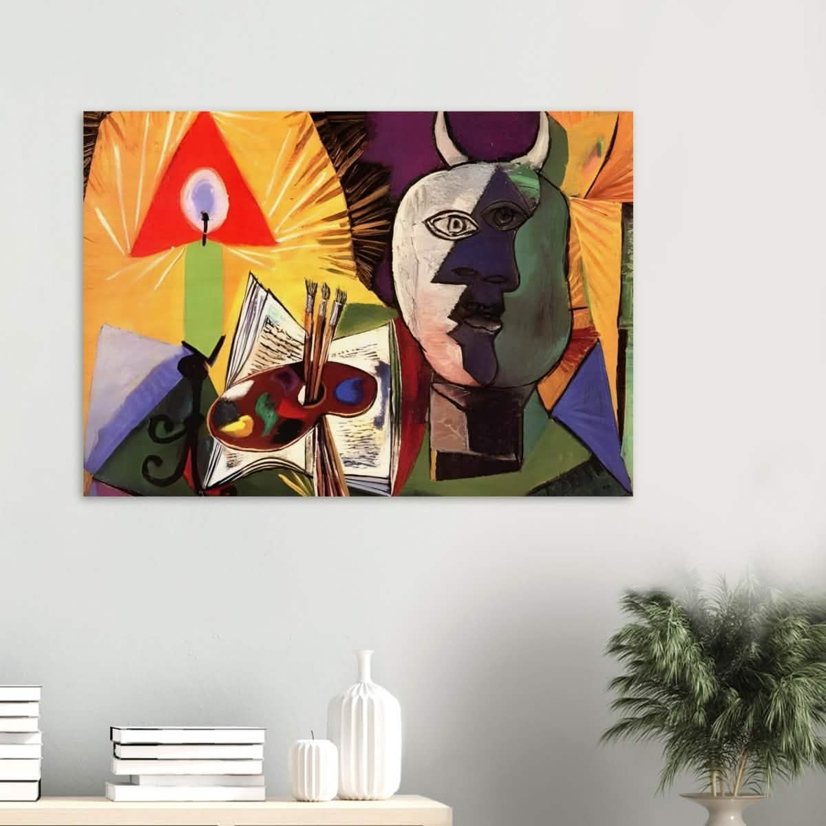 Still life with candle, palette and head of Minotaur by Pablo Picasso 1931 - Wood Prints - 70x100 cm / 28x40″ - 10 mm