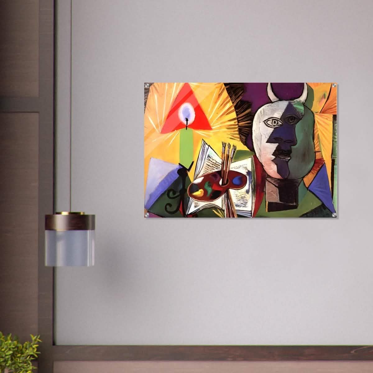 Still life with candle, palette and head of Minotaur by Pablo Picasso 1931 - Acrylic Print - 70x100 cm / 28x40″ -