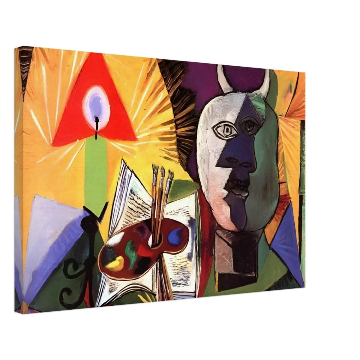 Still life with candle, palette and head of Minotaur by Pablo Picasso 1931 - Canvas - 50x75 cm / 20x30″ - Thick