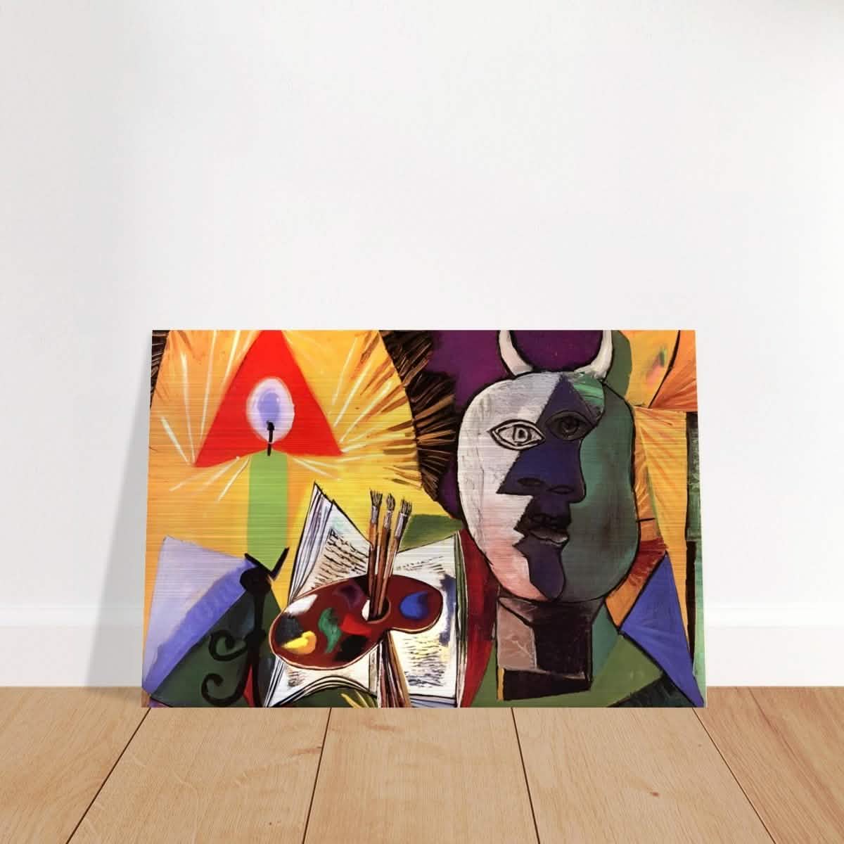 Still life with candle, palette and head of Minotaur by Pablo Picasso 1931 - Brushed Aluminum Print - 40x60 cm / 16x24″ -