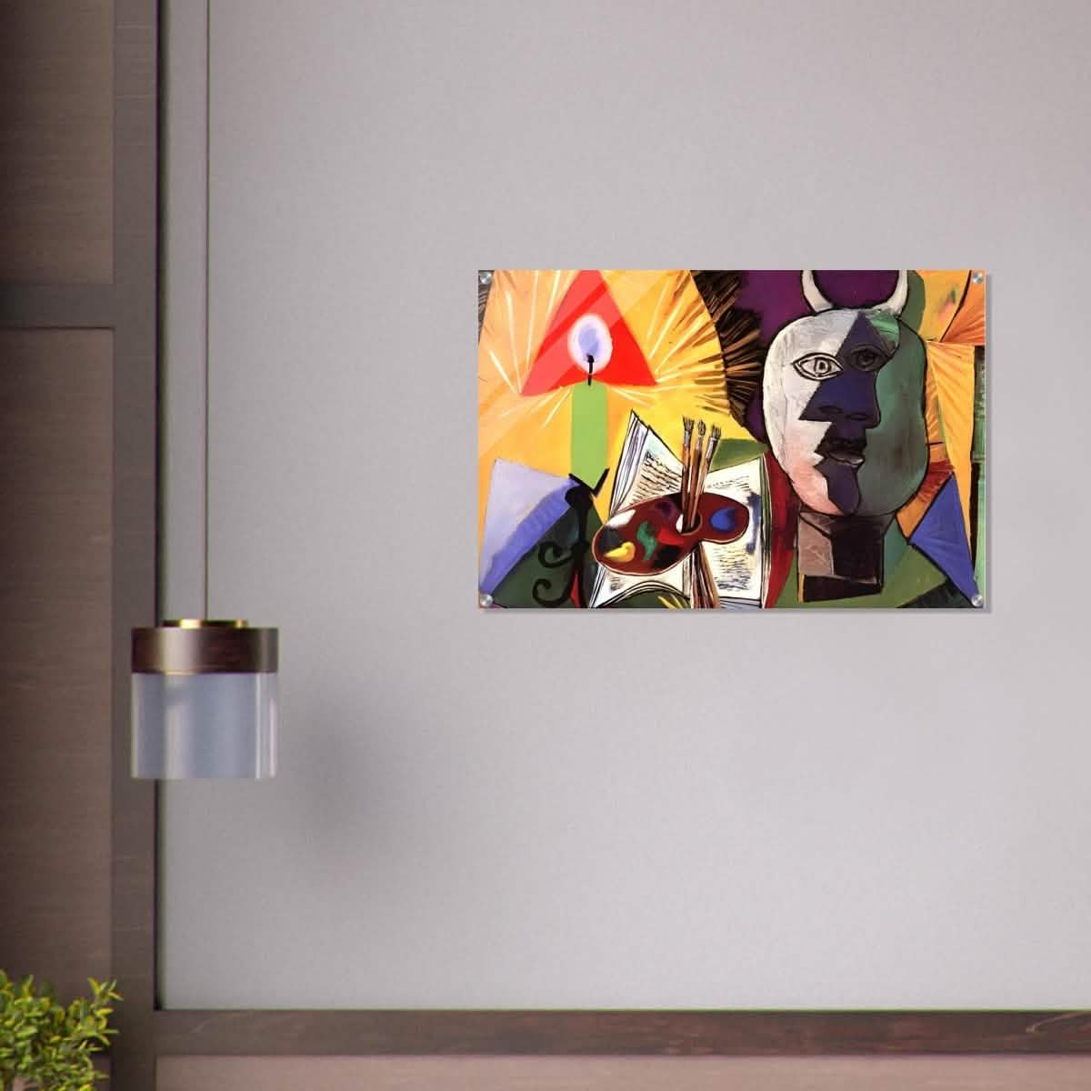 Still life with candle, palette and head of Minotaur by Pablo Picasso 1931 - Acrylic Print - 60x90 cm / 24x36″ -