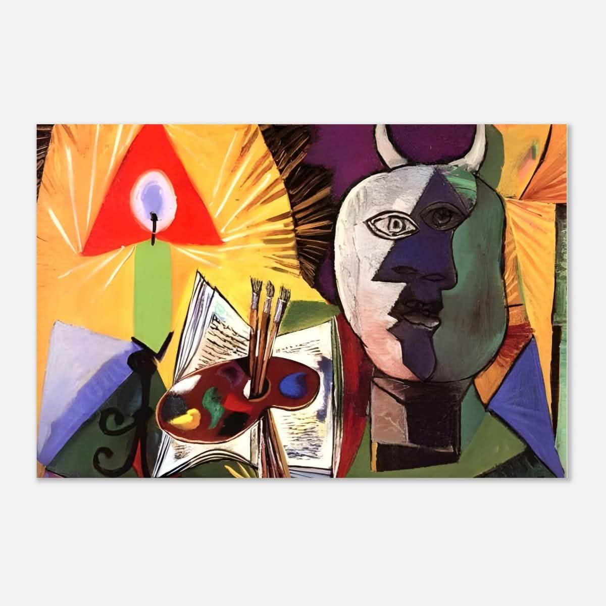 Still life with candle, palette and head of Minotaur by Pablo Picasso 1931 - Aluminum Print - 60x90 cm / 24x36″ -