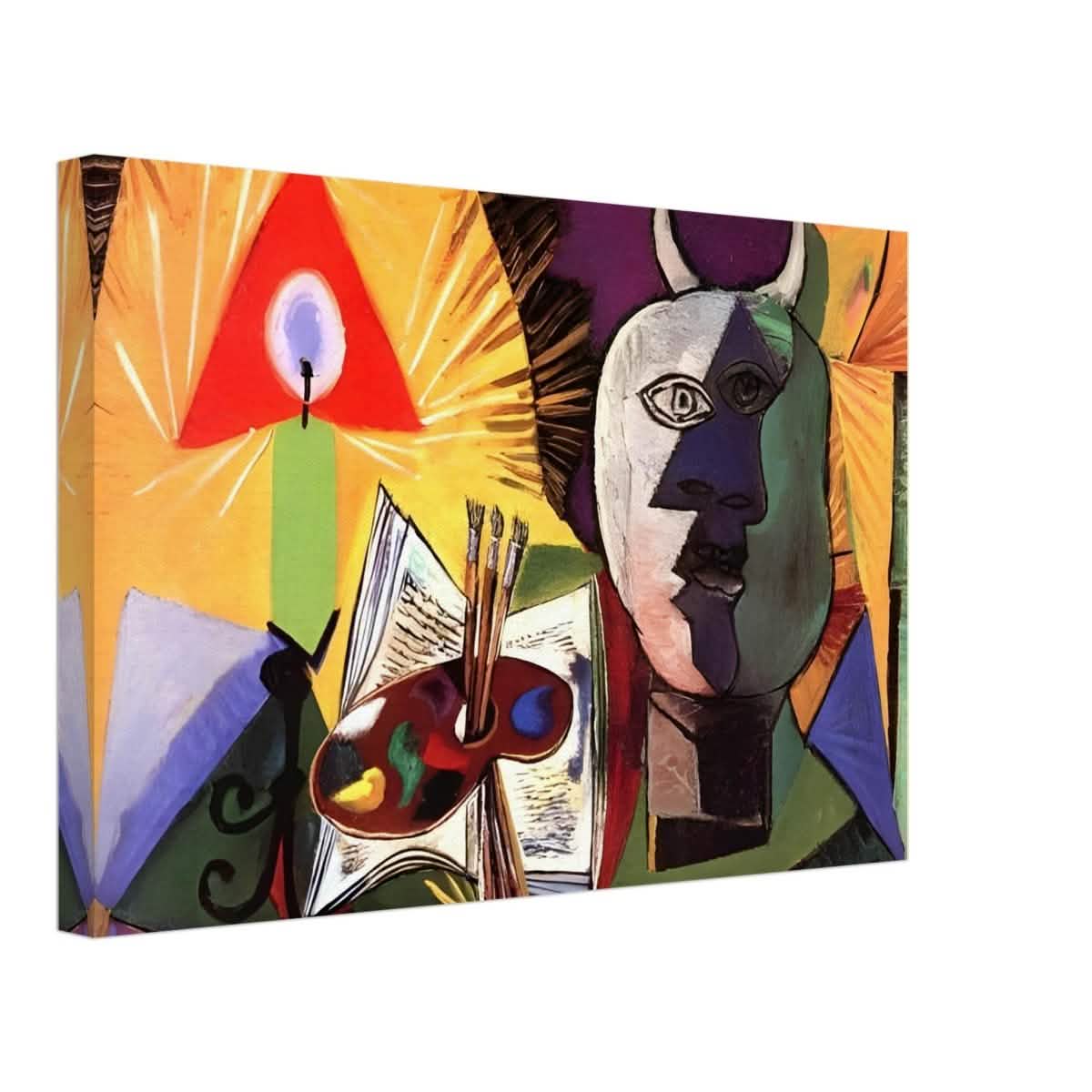 Still life with candle, palette and head of Minotaur by Pablo Picasso 1931 - Canvas - 30x45 cm / 12x18″ - Slim