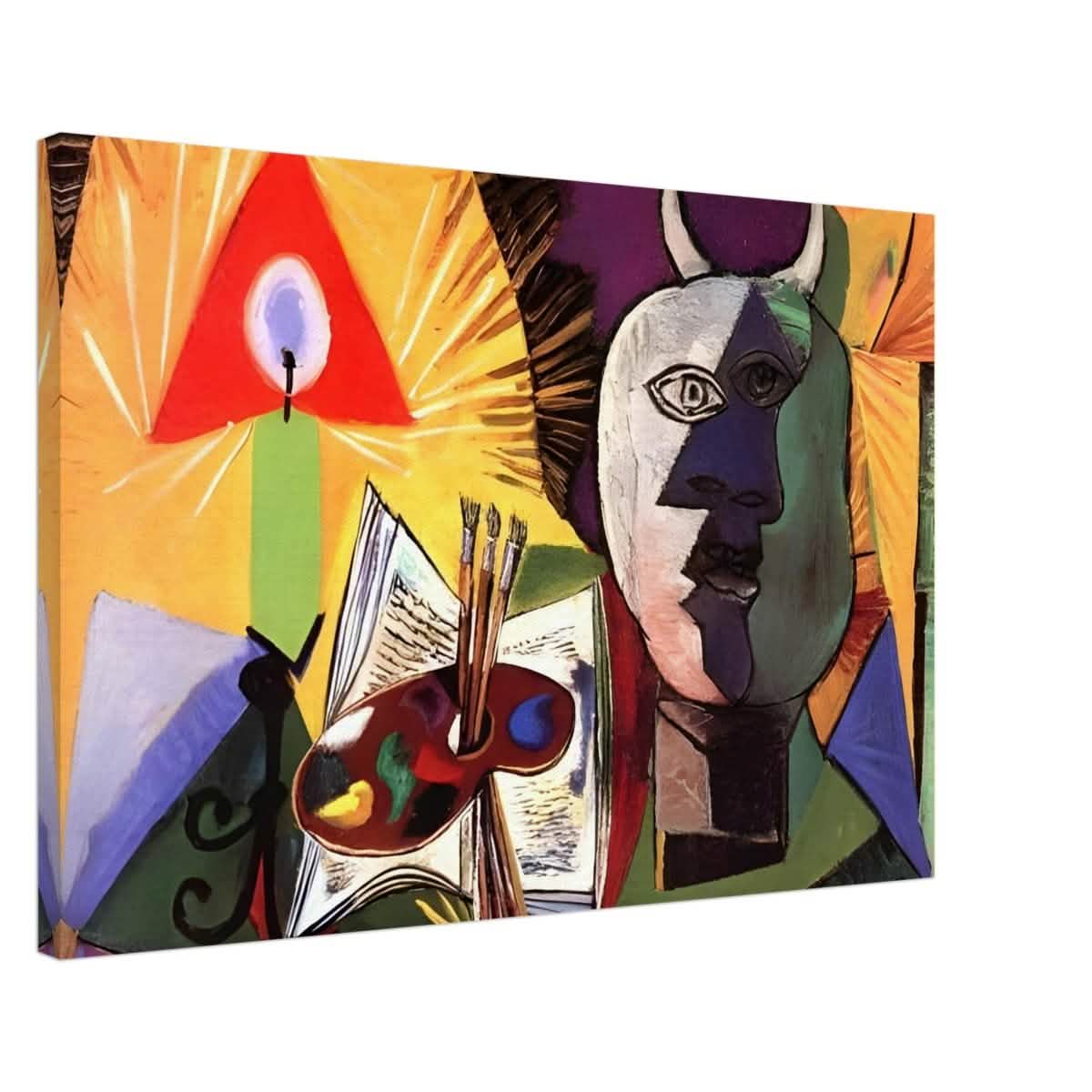Still life with candle, palette and head of Minotaur by Pablo Picasso 1931 - Canvas - 60x90 cm / 24x36″ - Thick
