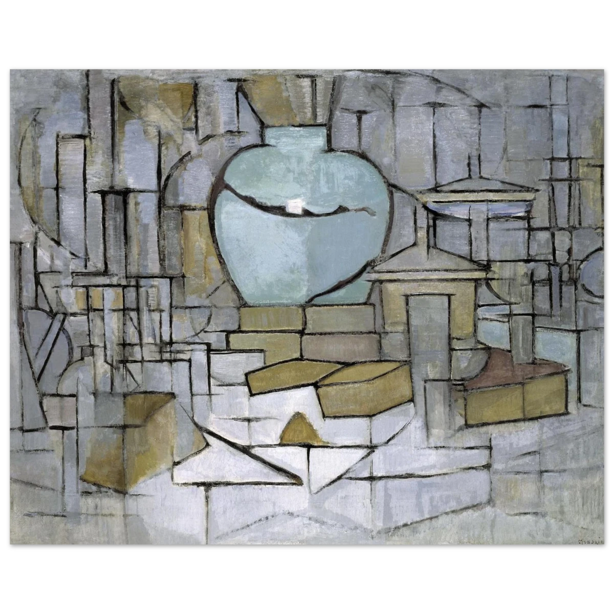 Still Life with Gingerpot II by Piet Mondrian | Vintage Art Print - Fine Art Poster - 40x50 cm / 16x20″ -