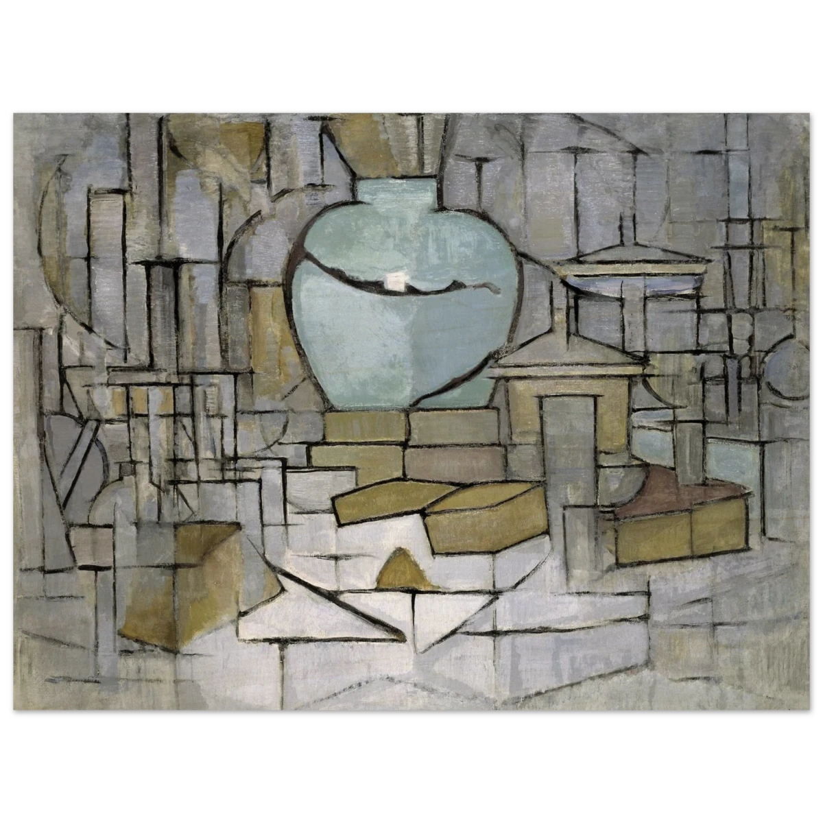 Still Life with Gingerpot II by Piet Mondrian | Vintage Art Print - Wood Prints - 30x40 cm / 12x16″ -