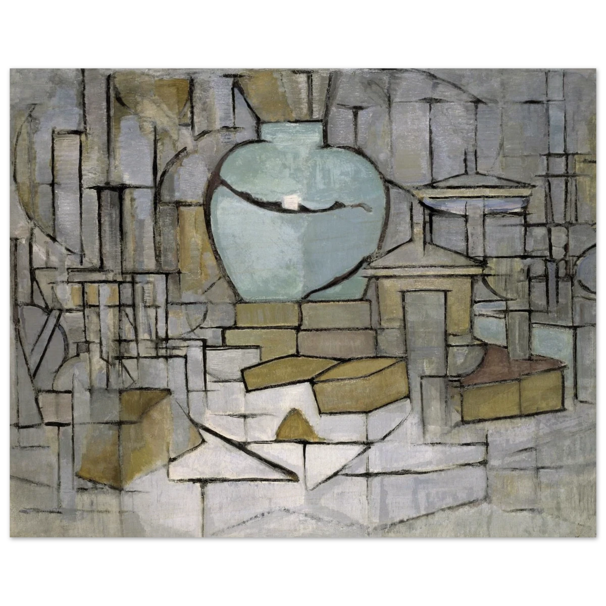 Still Life with Gingerpot II by Piet Mondrian | Vintage Art Print - Wood Prints - 40x50 cm / 16x20″ -