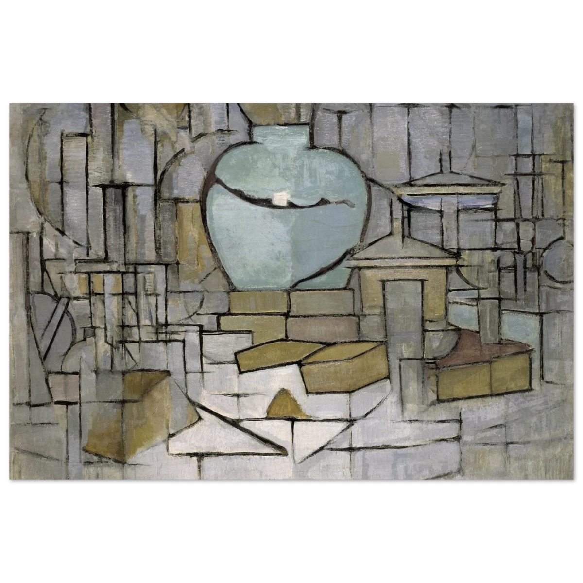 Still Life with Gingerpot II by Piet Mondrian | Vintage Art Print - Wood Prints - 20x30 cm / 8x12″ -