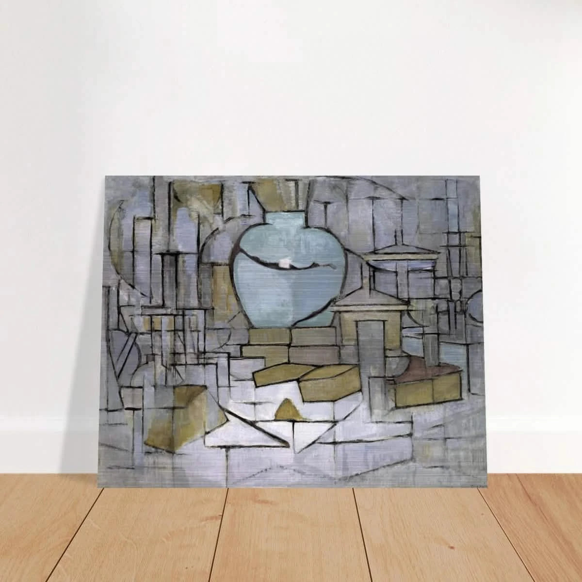 Still Life with Gingerpot II by Piet Mondrian | Vintage Art Print - Brushed Aluminum Print - 40x50 cm / 16x20″ -