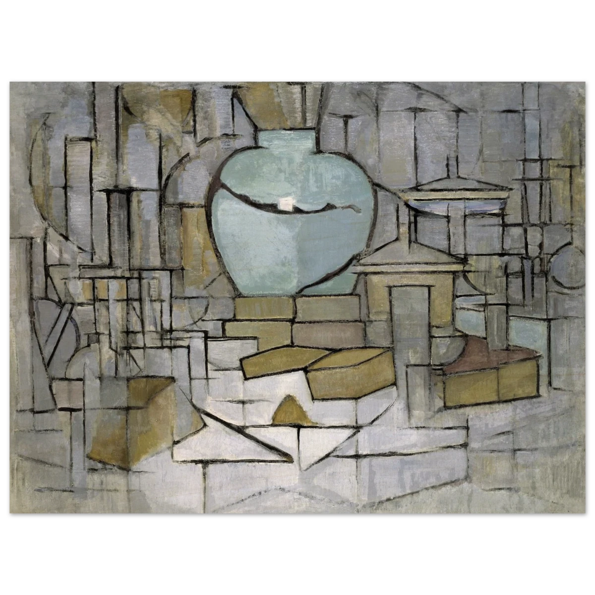 Still Life with Gingerpot II by Piet Mondrian | Vintage Art Print - Wood Prints - 60x80 cm / 24x32″ -