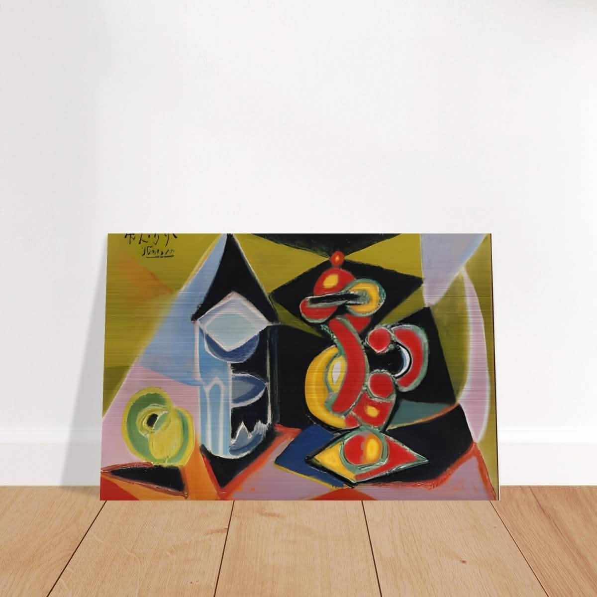 Still Life with Glass and Fruit Cubism by Pablo Picasso (1939) | wall art print - Brushed Aluminum Print - 30x45 cm / 12x18″ -