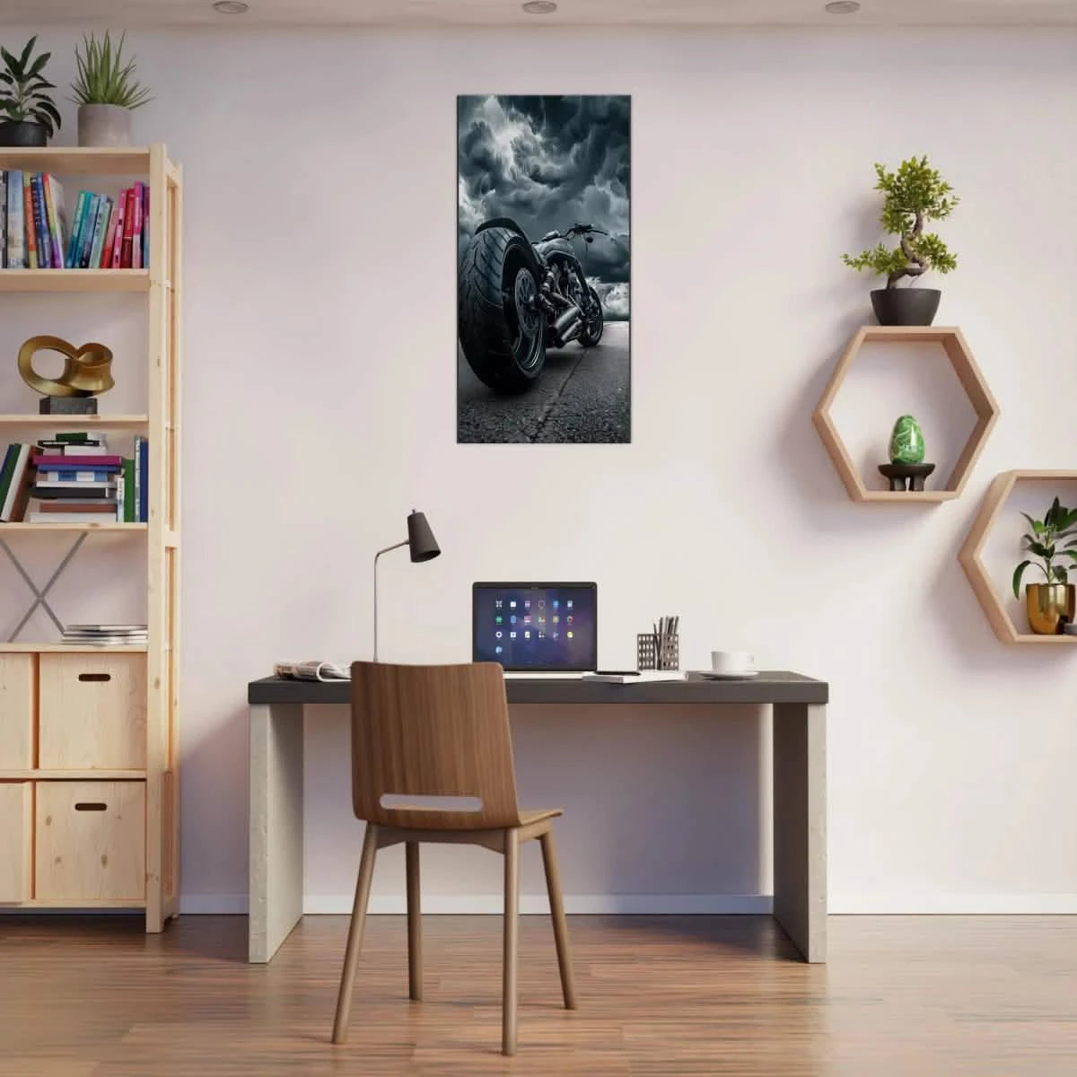 Storm Rider | Motorcycle Canvas Print (50x100cm) 🏍️⚡ -