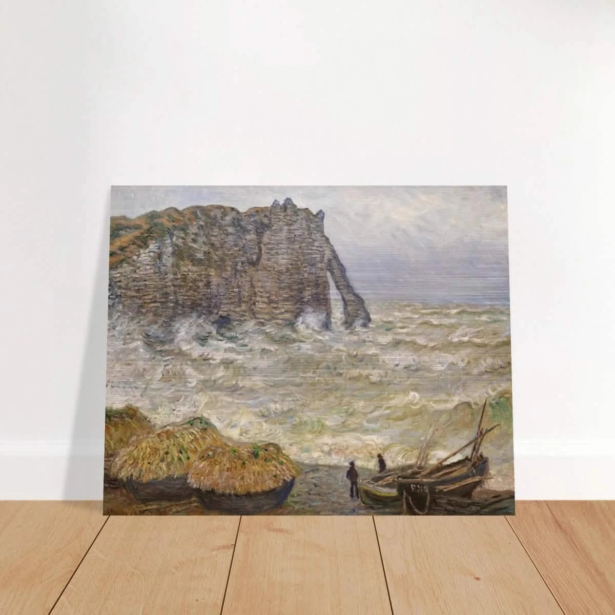 Stormy Sea at Étretat by Claude Monet | Wall art Print - Brushed Aluminum Print - 40x50 cm / 16x20″ -