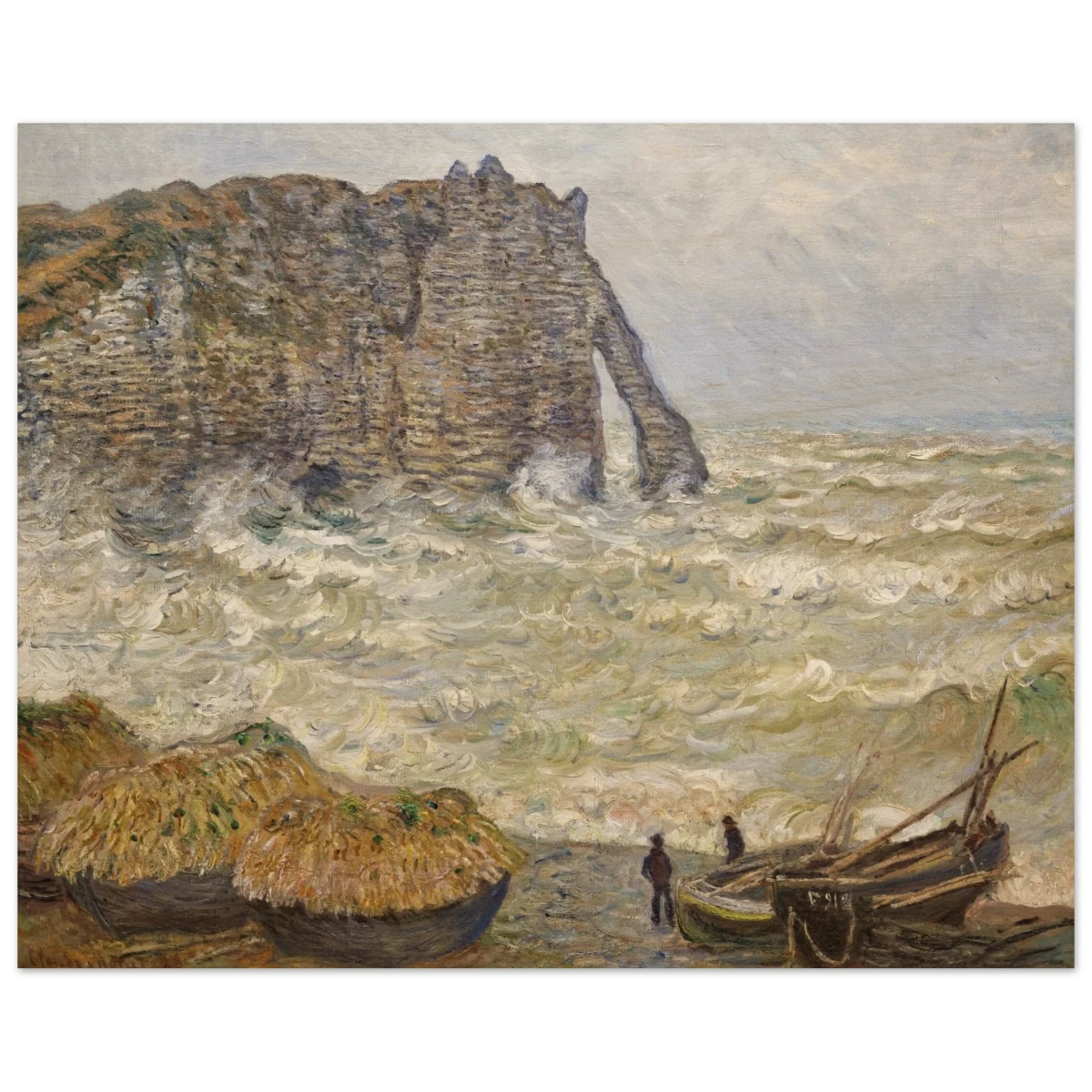 Stormy Sea at Étretat by Claude Monet | Wall art Print - Wood Prints - 40x50 cm / 16x20″ -