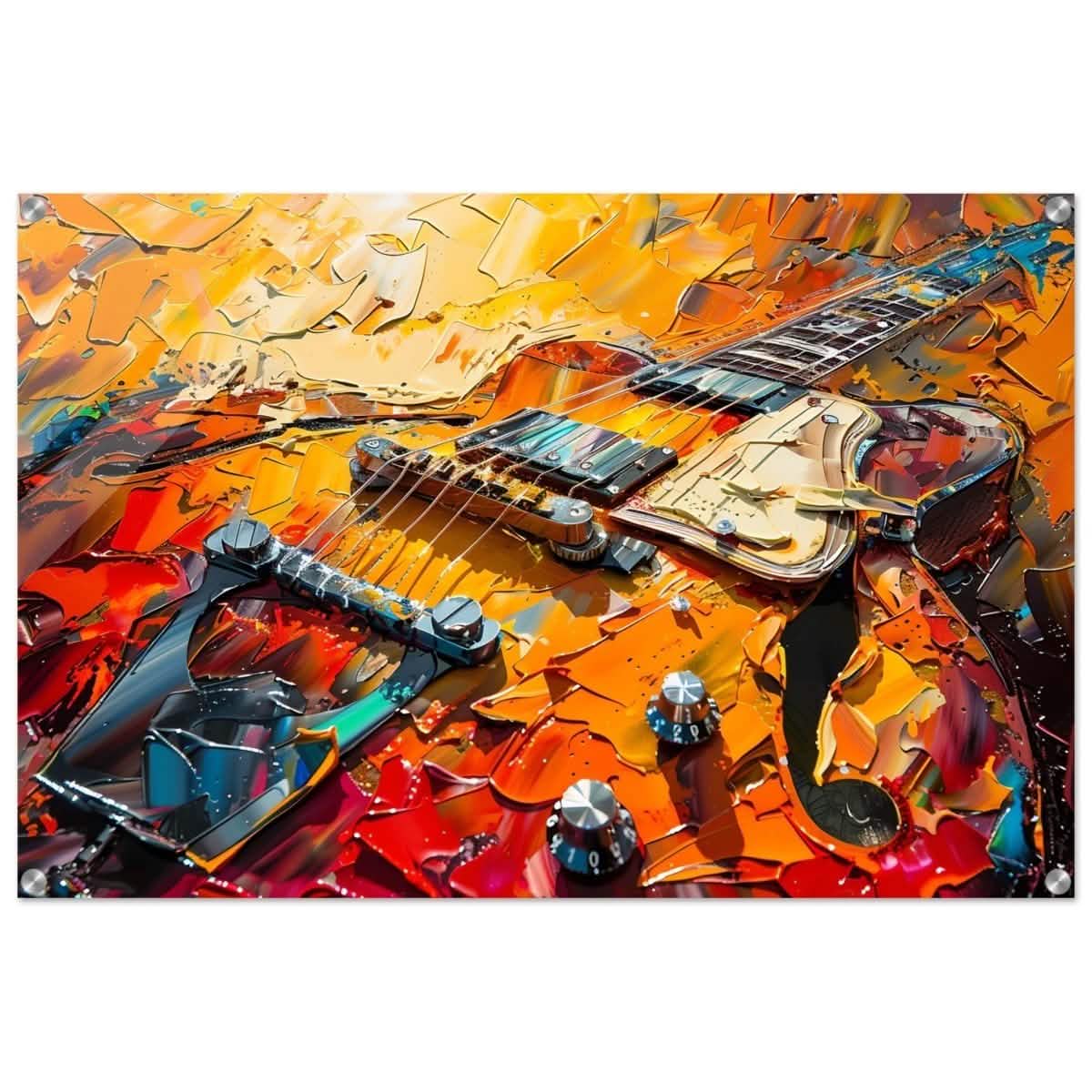 Strings of Fire: Abstract Guitar Art | Abstract Pop Art wall art print - Acrylic Print - 60x90 cm / 24x36″ -