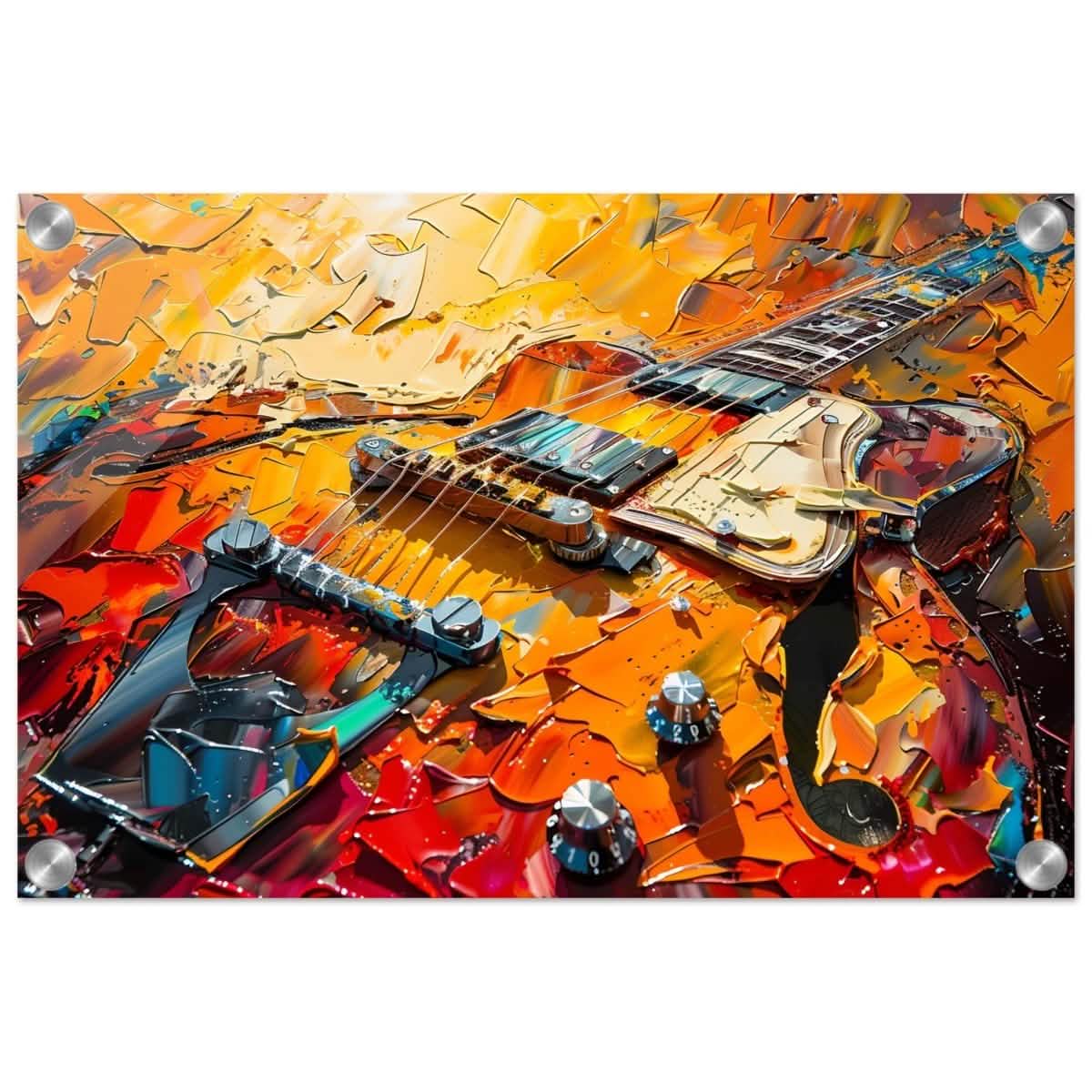 Strings of Fire: Abstract Guitar Art | Abstract Pop Art wall art print - Acrylic Print - 30x45 cm / 12x18″ -