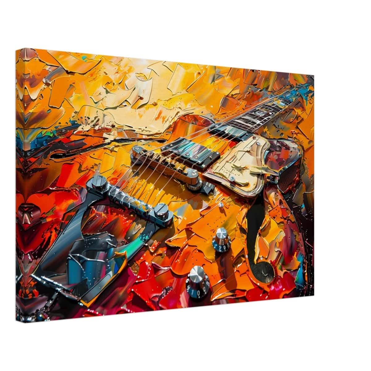 Strings of Fire: Abstract Guitar Art | Abstract Pop Art wall art print - Canvas - 40x60 cm / 16x24″ -