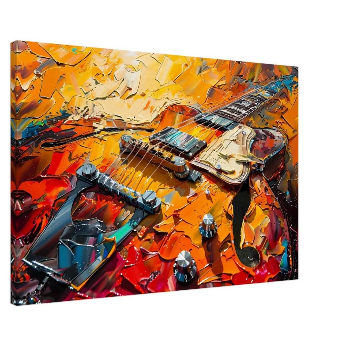 Strings of Fire: Abstract Guitar Art | Abstract Pop Art wall art print - Canvas - 60x90 cm / 24x36″ -