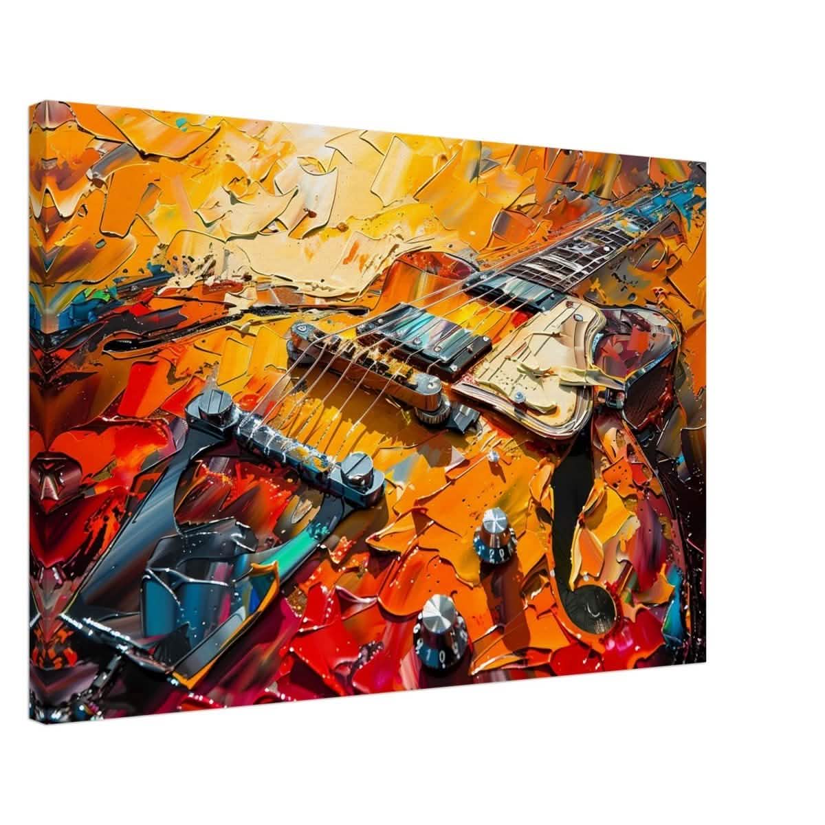 Strings of Fire: Abstract Guitar Art | Abstract Pop Art wall art print - Canvas - 50x75 cm / 20x30″ -