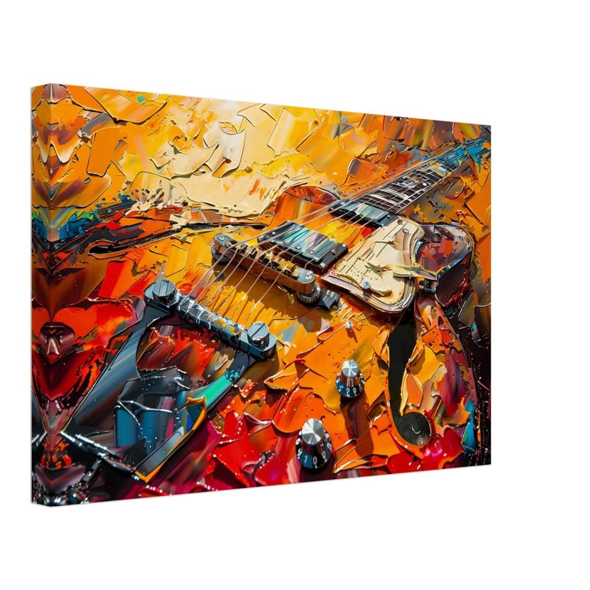 Strings of Fire: Abstract Guitar Art | Abstract Pop Art wall art print - Canvas - 30x45 cm / 12x18″ -