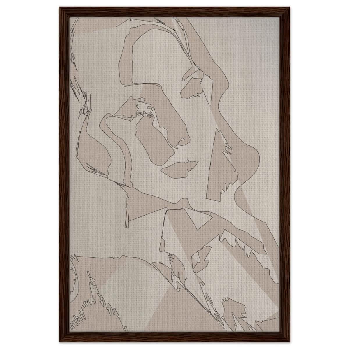 Subtle Shades of Thought | Minimalist Wall art Print - Framed Canvas - 50x75 cm / 20x30″ - Dark wood frame