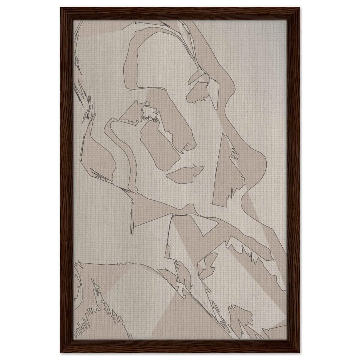 Subtle Shades of Thought | Minimalist Wall art Print - Framed Canvas - 40x60 cm / 16x24″ - Dark wood frame