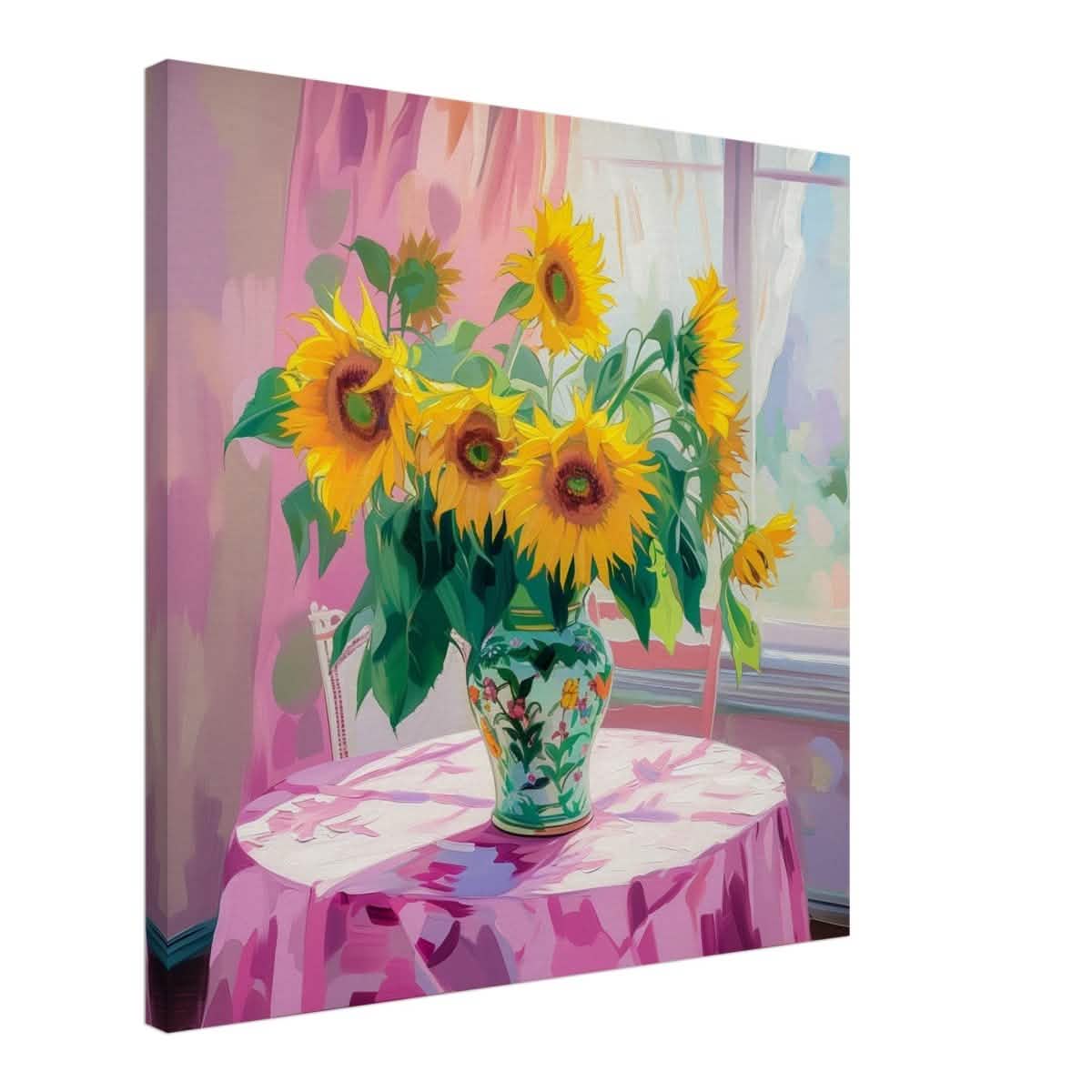 Sunlit Elegance: Sunflowers in Bloom | Impressionist Still Life Art - Canvas - 60x60 cm / 24x24″ -