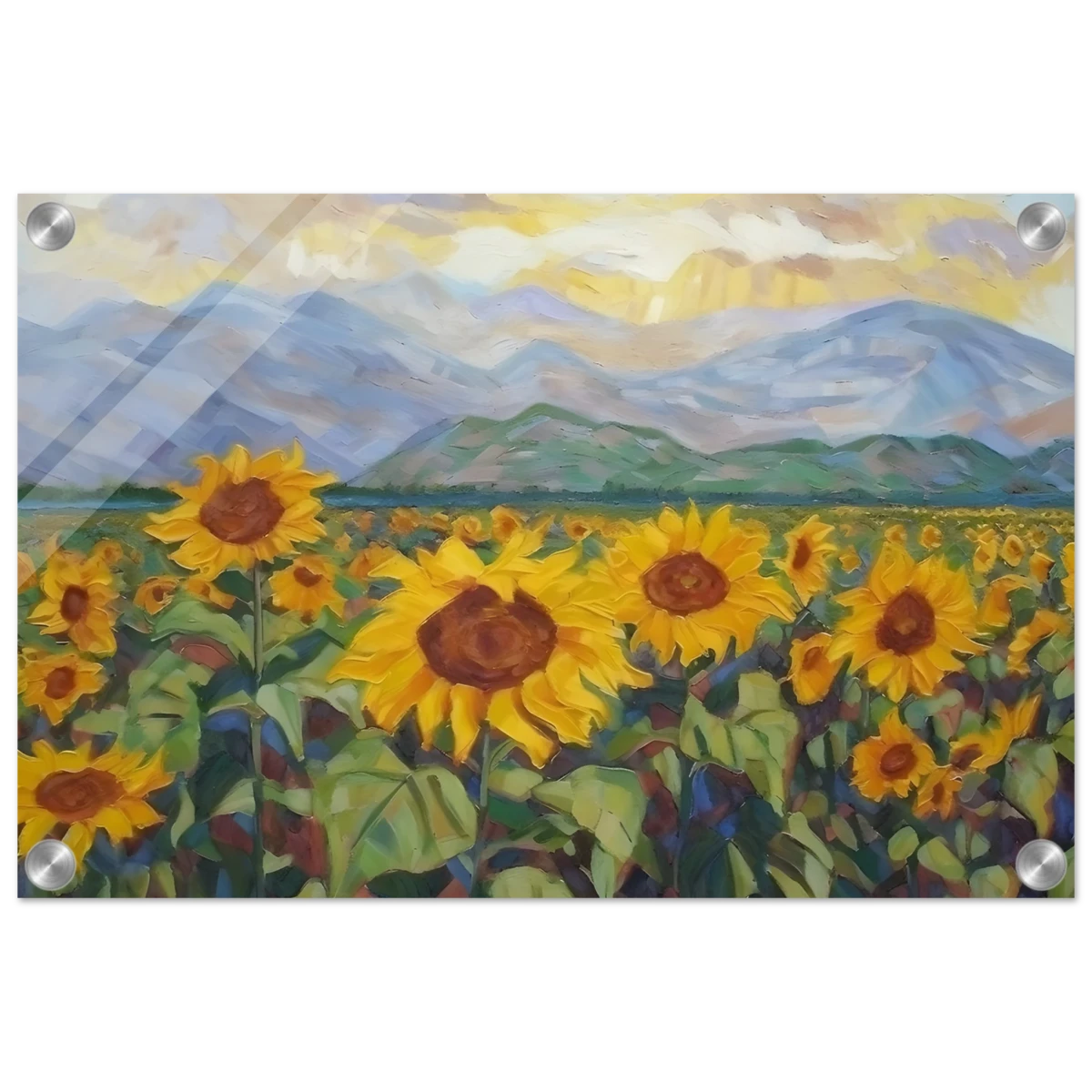 Sunlit Field of Sunflowers – Landscape Floral Wall Art Print - Acrylic Print - 30x45 cm / 12x18″ -