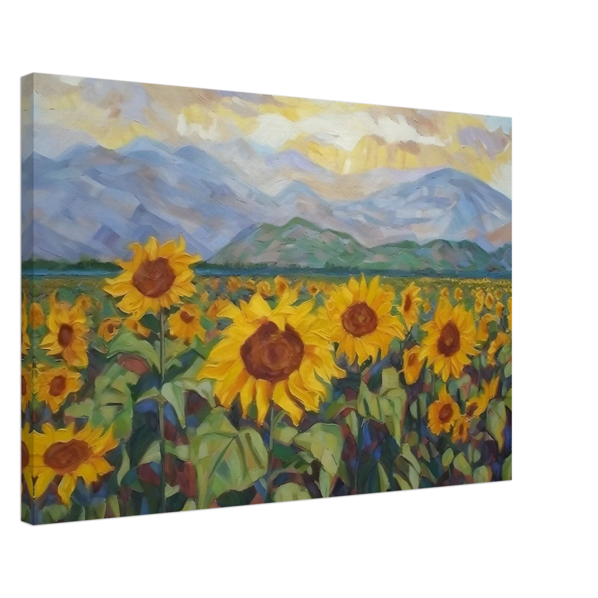 Sunlit Field of Sunflowers – Landscape Floral Wall Art Print - Canvas - 50x75 cm / 20x30″ -