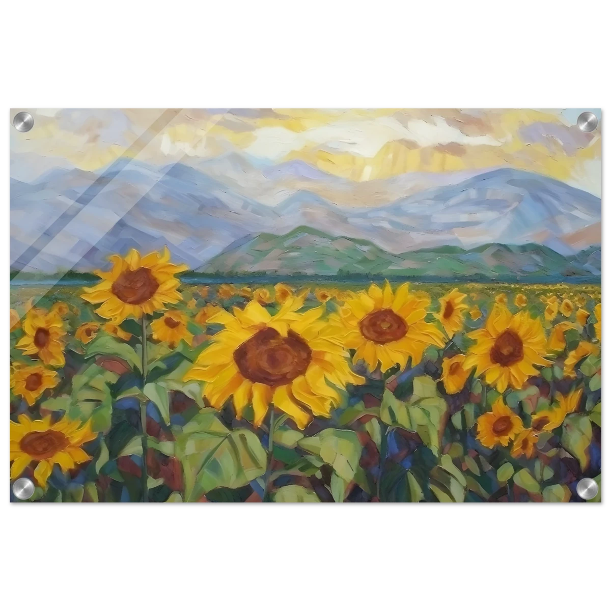 Sunlit Field of Sunflowers – Landscape Floral Wall Art Print - Acrylic Print - 40x60 cm / 16x24″ -