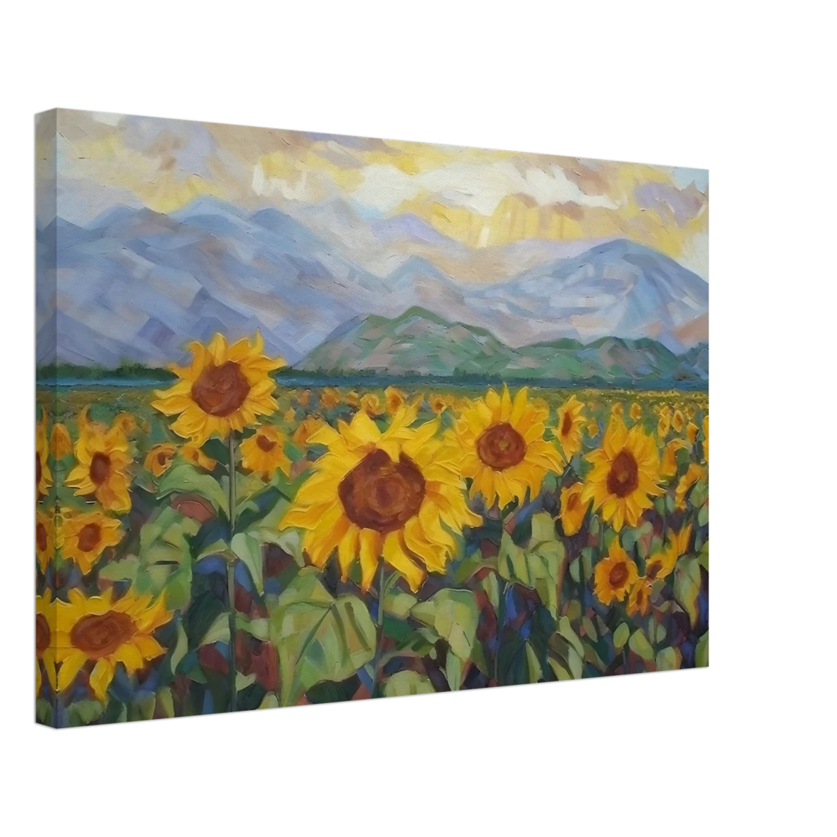 Sunlit Field of Sunflowers – Landscape Floral Wall Art Print - Canvas - 40x60 cm / 16x24″ -