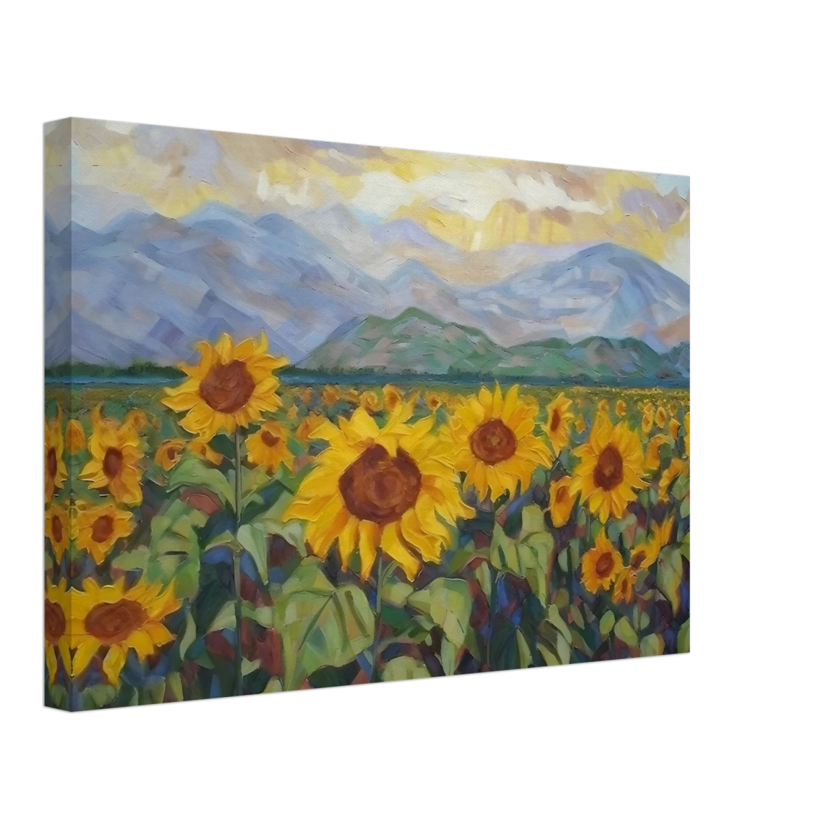 Sunlit Field of Sunflowers – Landscape Floral Wall Art Print - Canvas - 30x45 cm / 12x18″ -