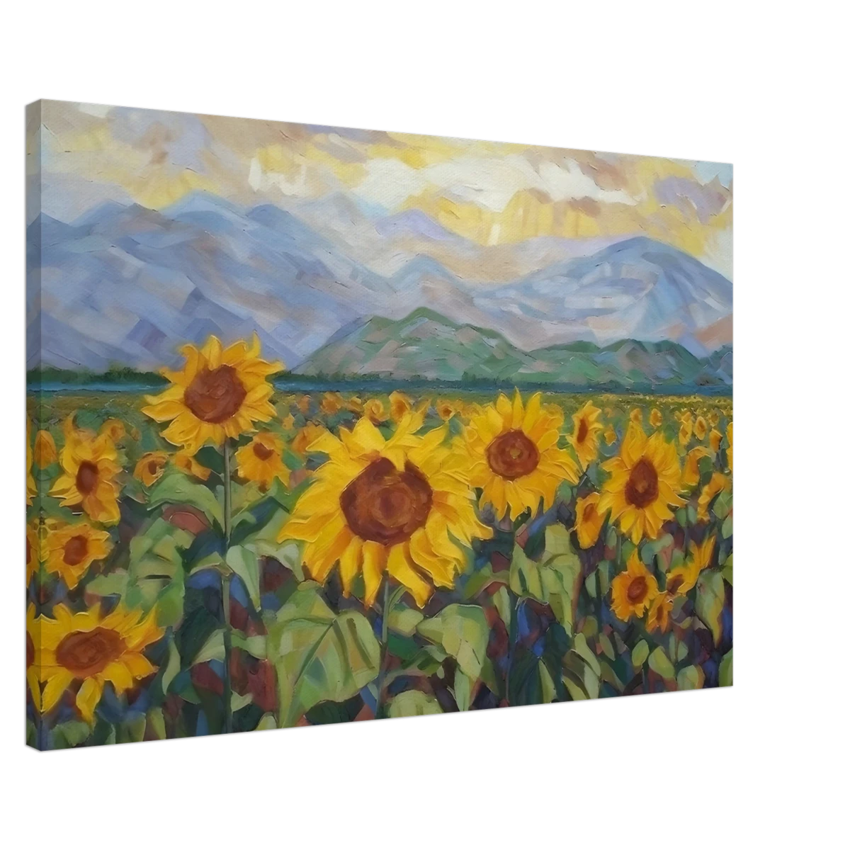 Sunlit Field of Sunflowers – Landscape Floral Wall Art Print - Canvas - 60x90 cm / 24x36″ -