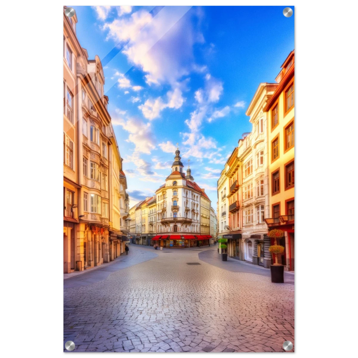 “Sunrise in the Old Town” – European Street Scene Wall Art Print - Acrylic Print - 50x75 cm / 20x30″ -