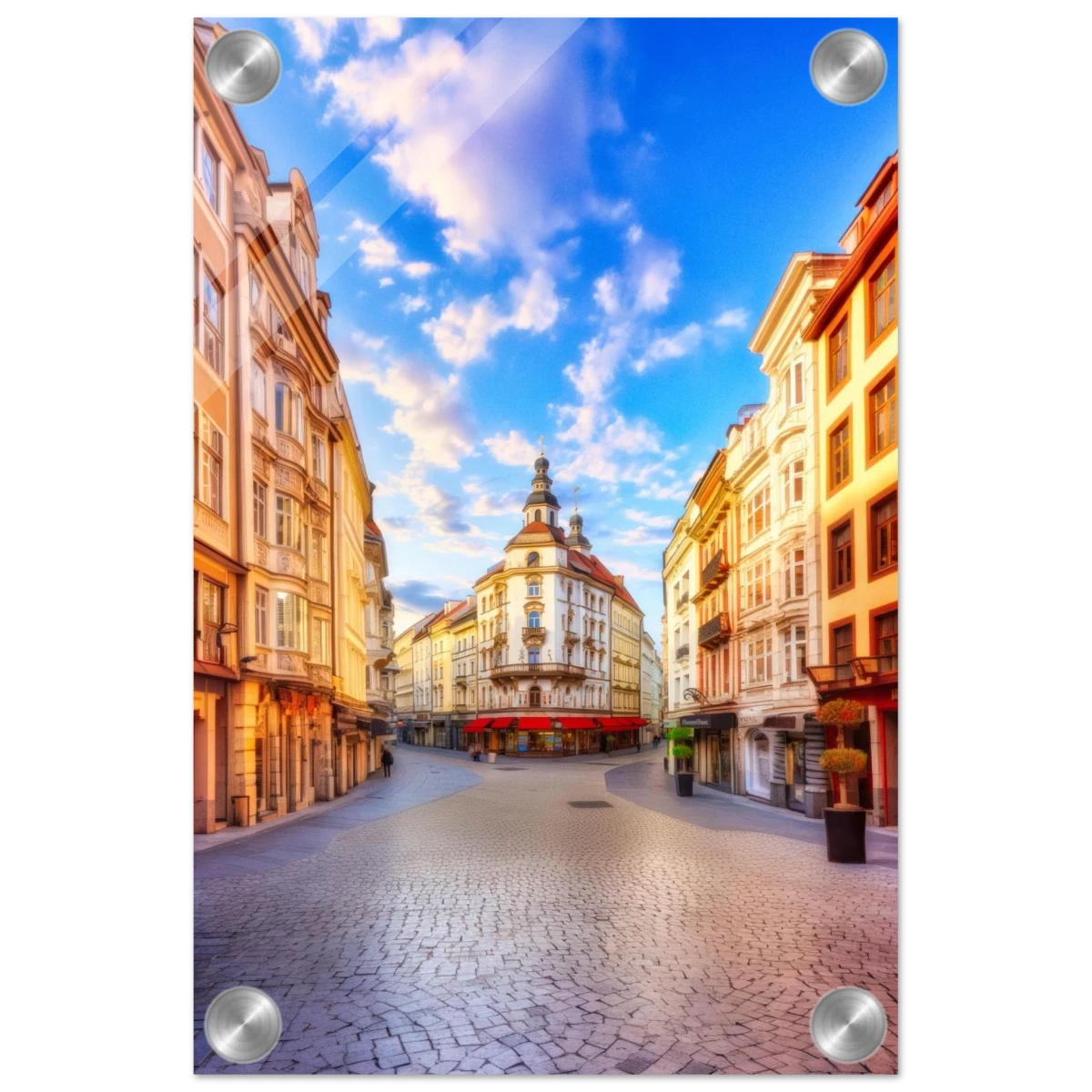 “Sunrise in the Old Town” – European Street Scene Wall Art Print - Acrylic Print - 20x30 cm / 8x12″ -