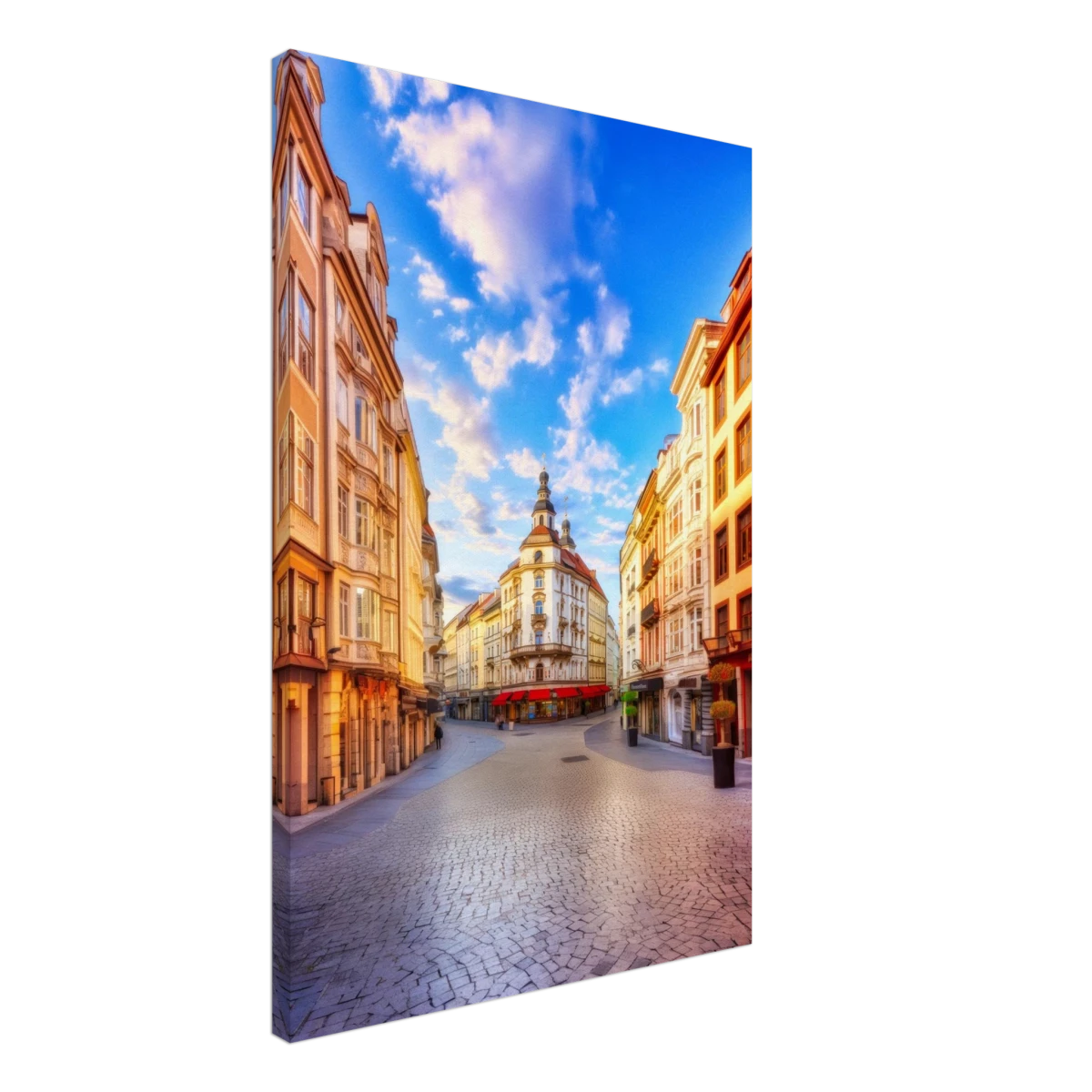 “Sunrise in the Old Town” – European Street Scene Wall Art Print - Canvas - 50x75 cm / 20x30″ -