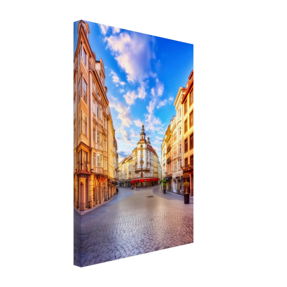 “Sunrise in the Old Town” – European Street Scene Wall Art Print - Canvas - 30x45 cm / 12x18″ -