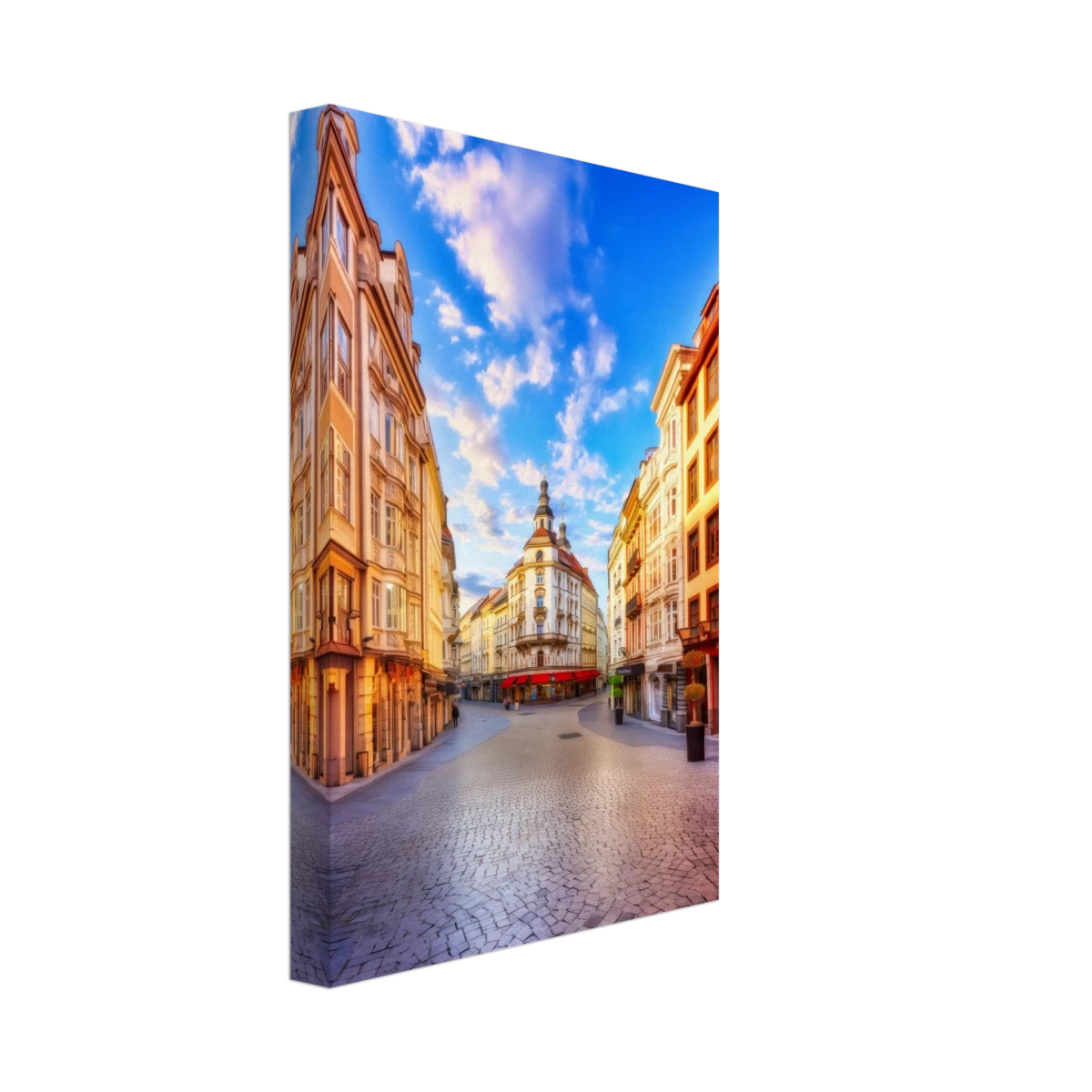 “Sunrise in the Old Town” – European Street Scene Wall Art Print - Canvas - 20x30 cm / 8x12″ -