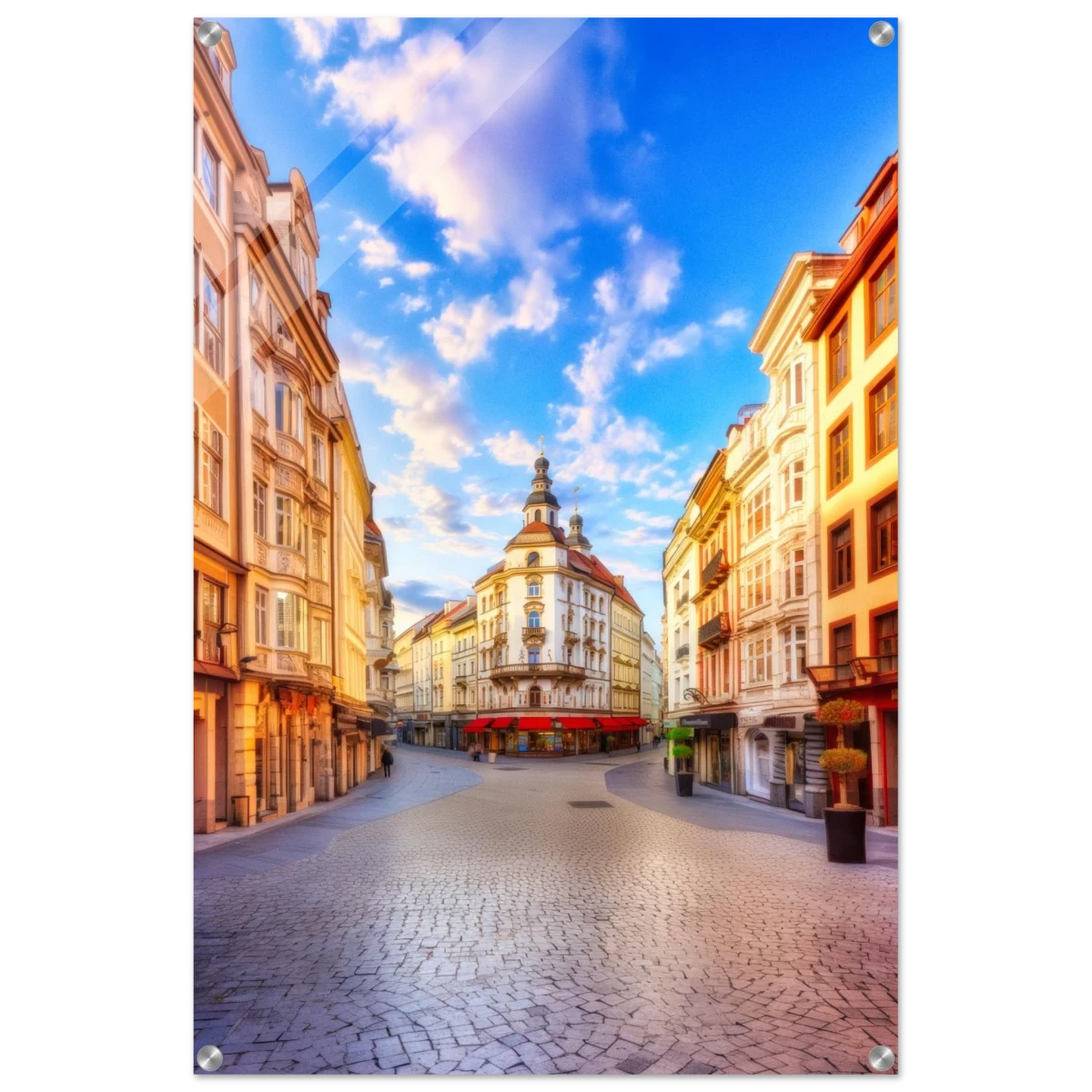 “Sunrise in the Old Town” – European Street Scene Wall Art Print - Acrylic Print - 60x90 cm / 24x36″ -