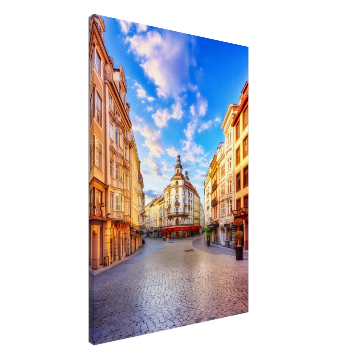 “Sunrise in the Old Town” – European Street Scene Wall Art Print - Canvas - 60x90 cm / 24x36″ -